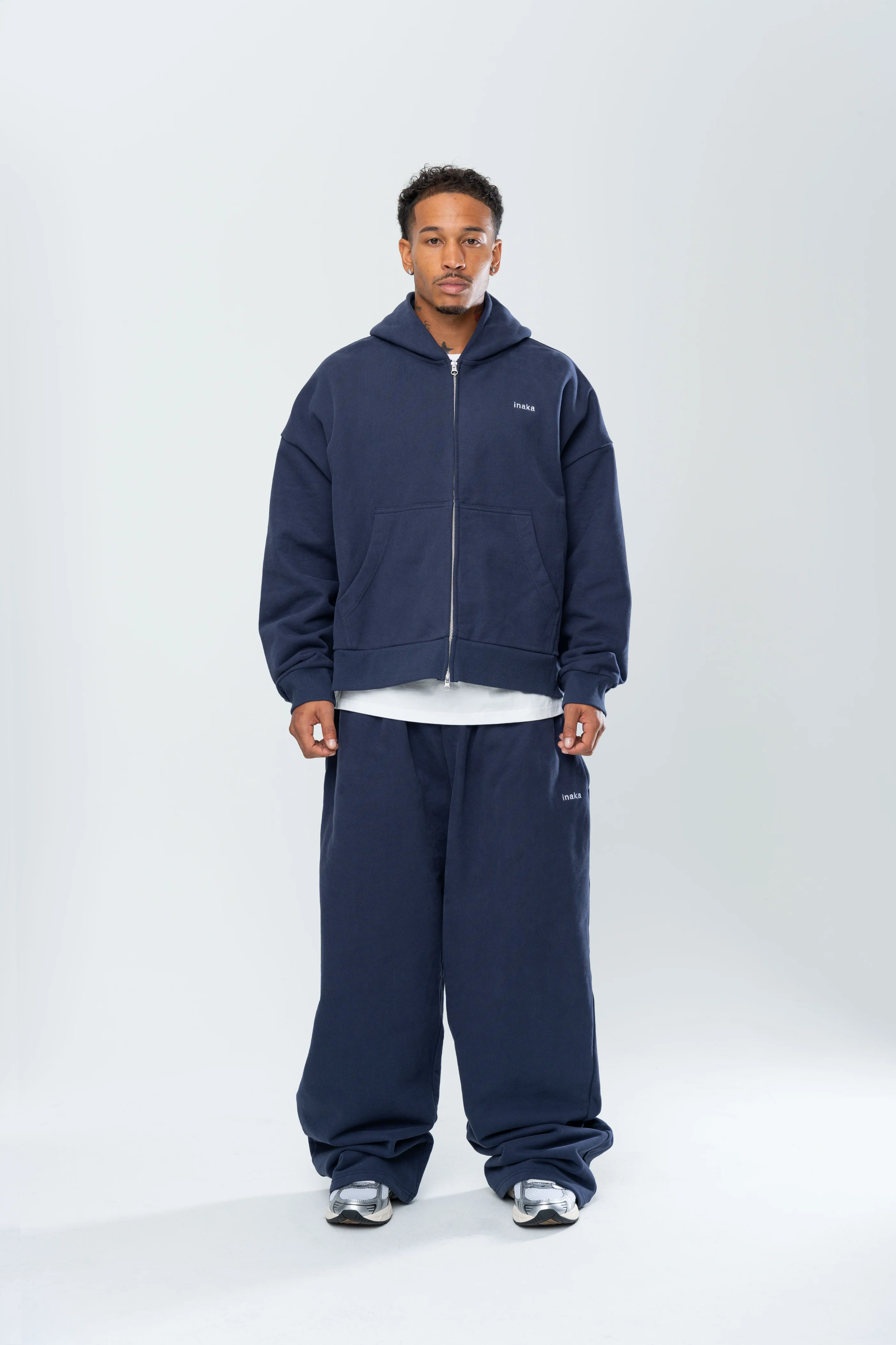BASICS DOUBLE ZIP HOODIE - MIDNIGHT NAVY - Image 2