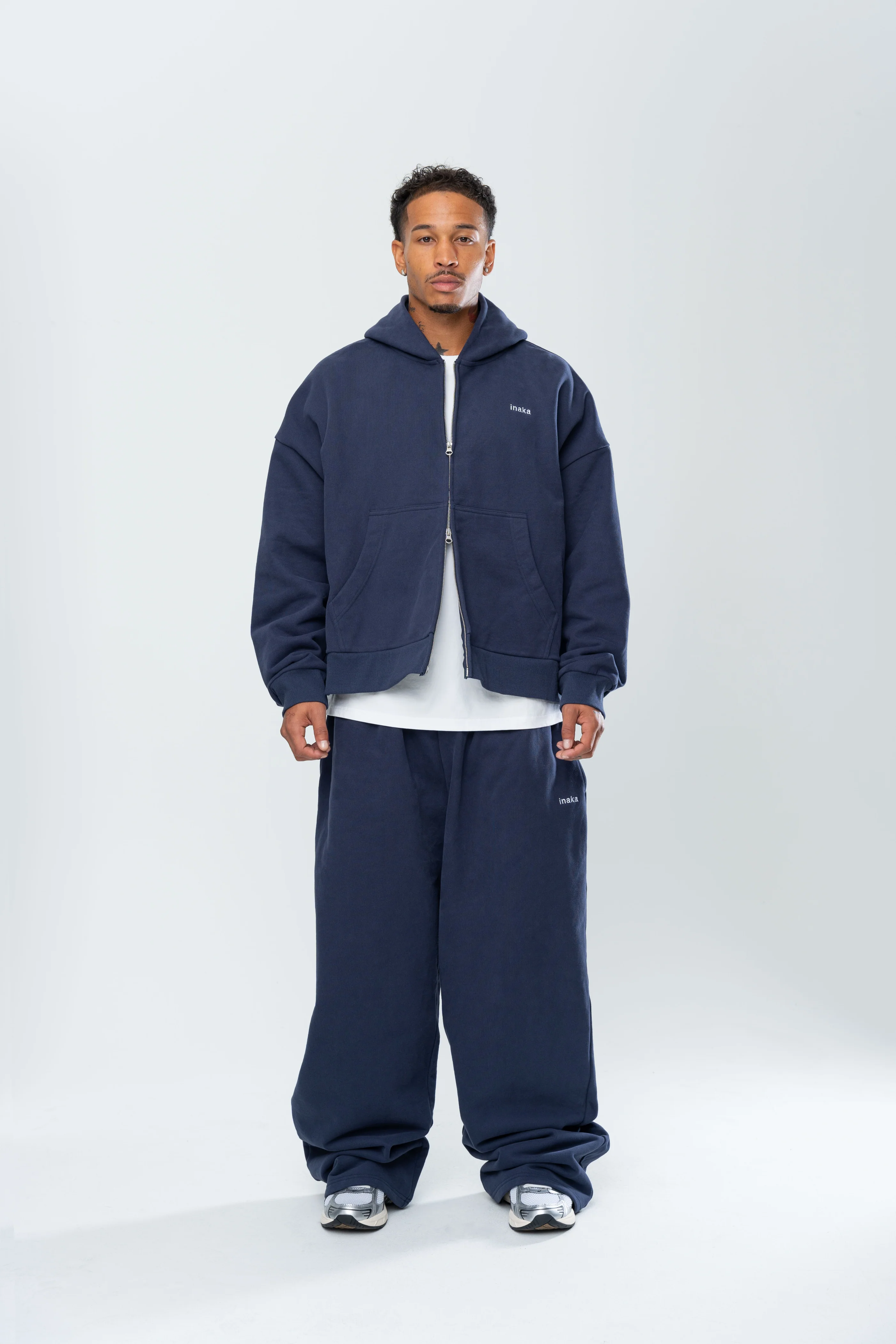 BASICS DOUBLE ZIP HOODIE - MIDNIGHT NAVY - Image 3