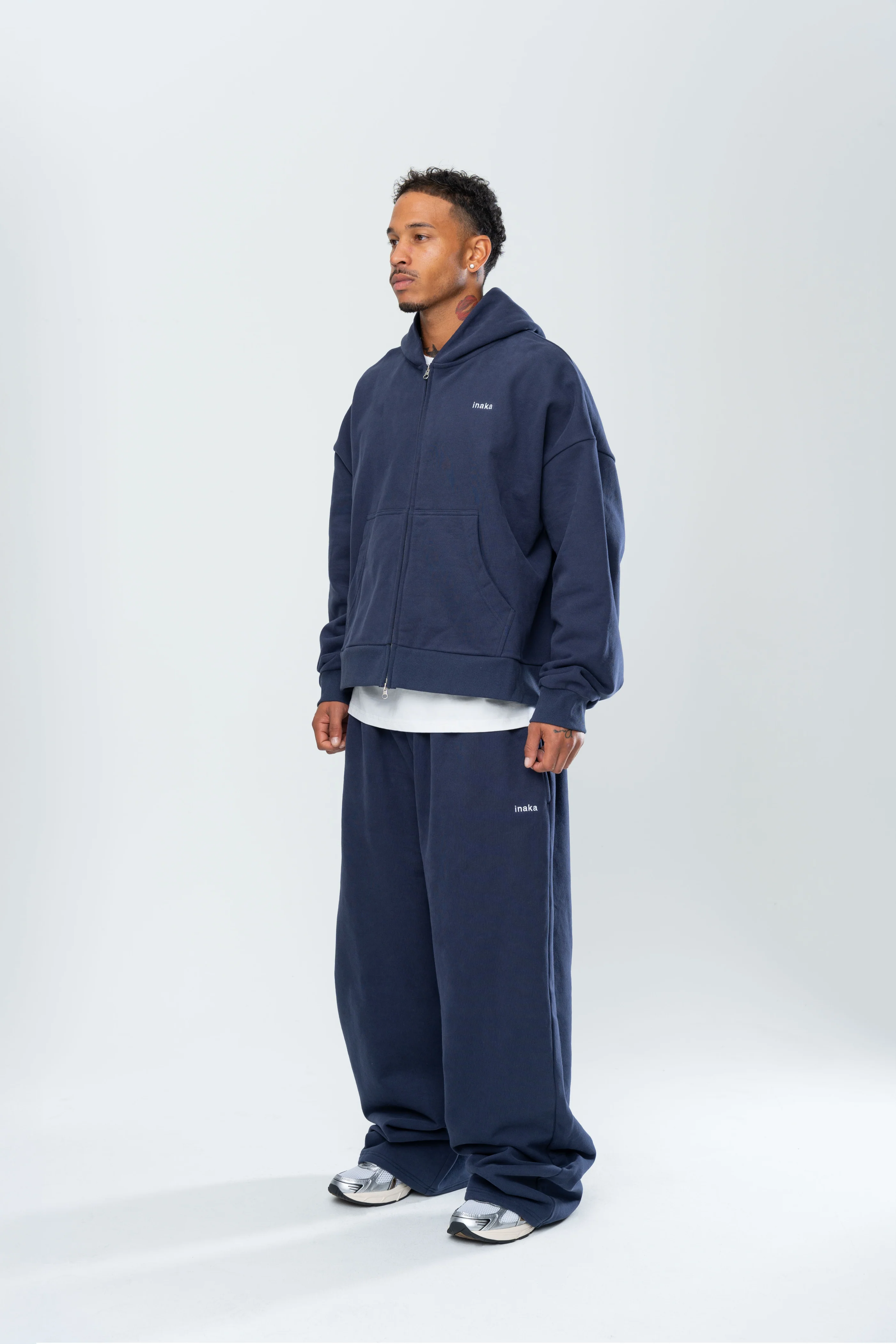 BASICS DOUBLE ZIP HOODIE - MIDNIGHT NAVY - Image 4