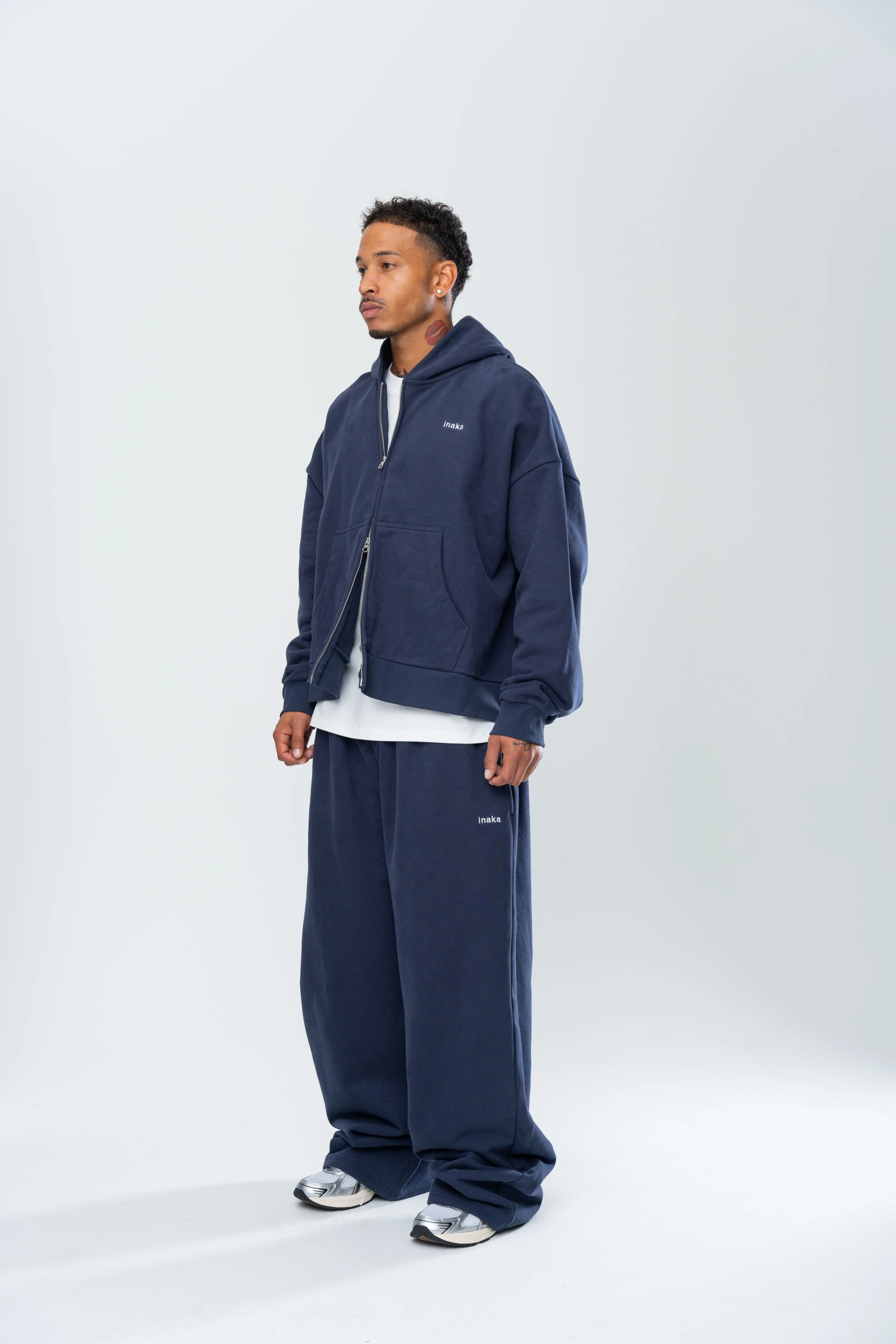 BASICS DOUBLE ZIP HOODIE - MIDNIGHT NAVY - Image 5