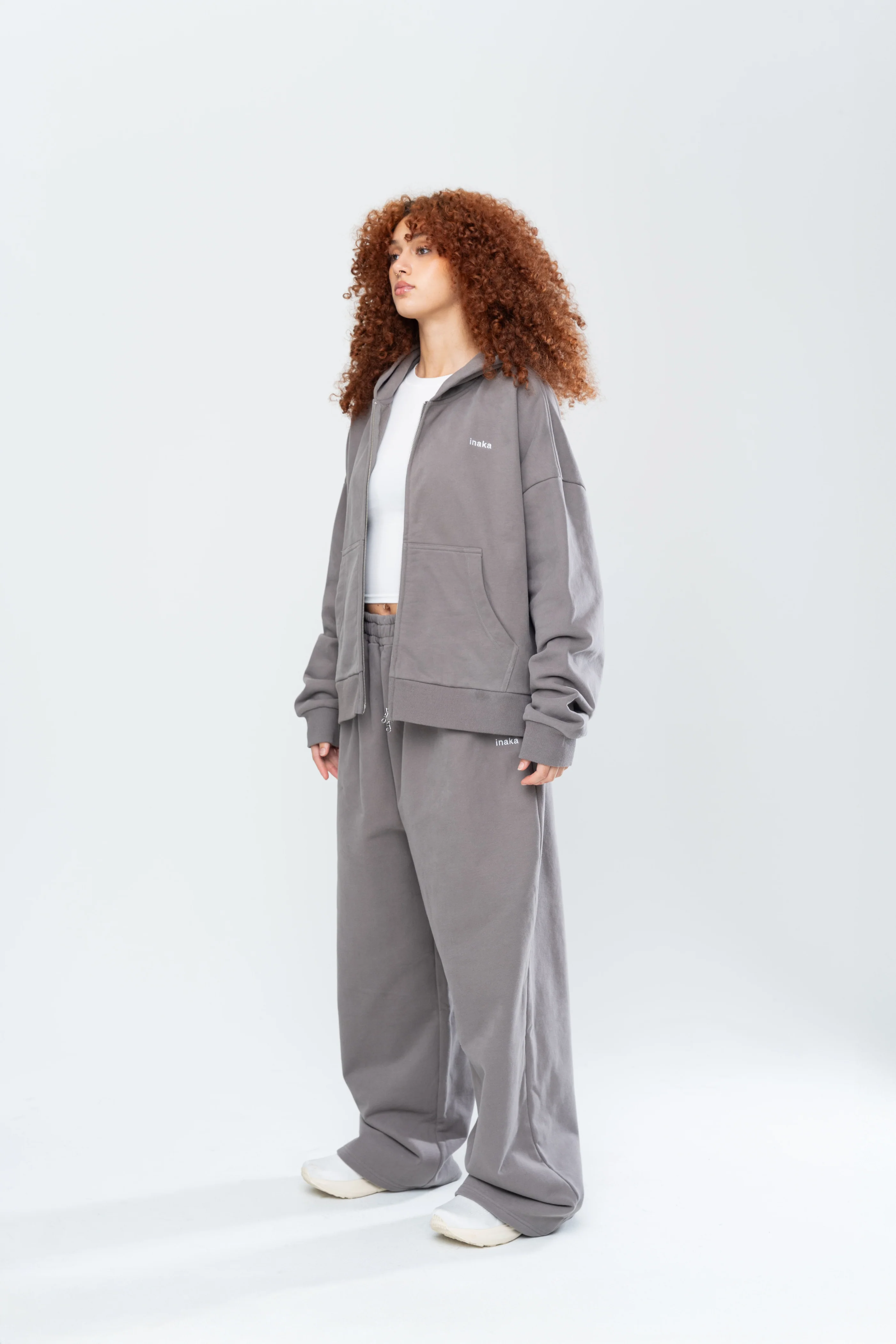 BASICS DOUBLE ZIP HOODIE - STONE - Image 11