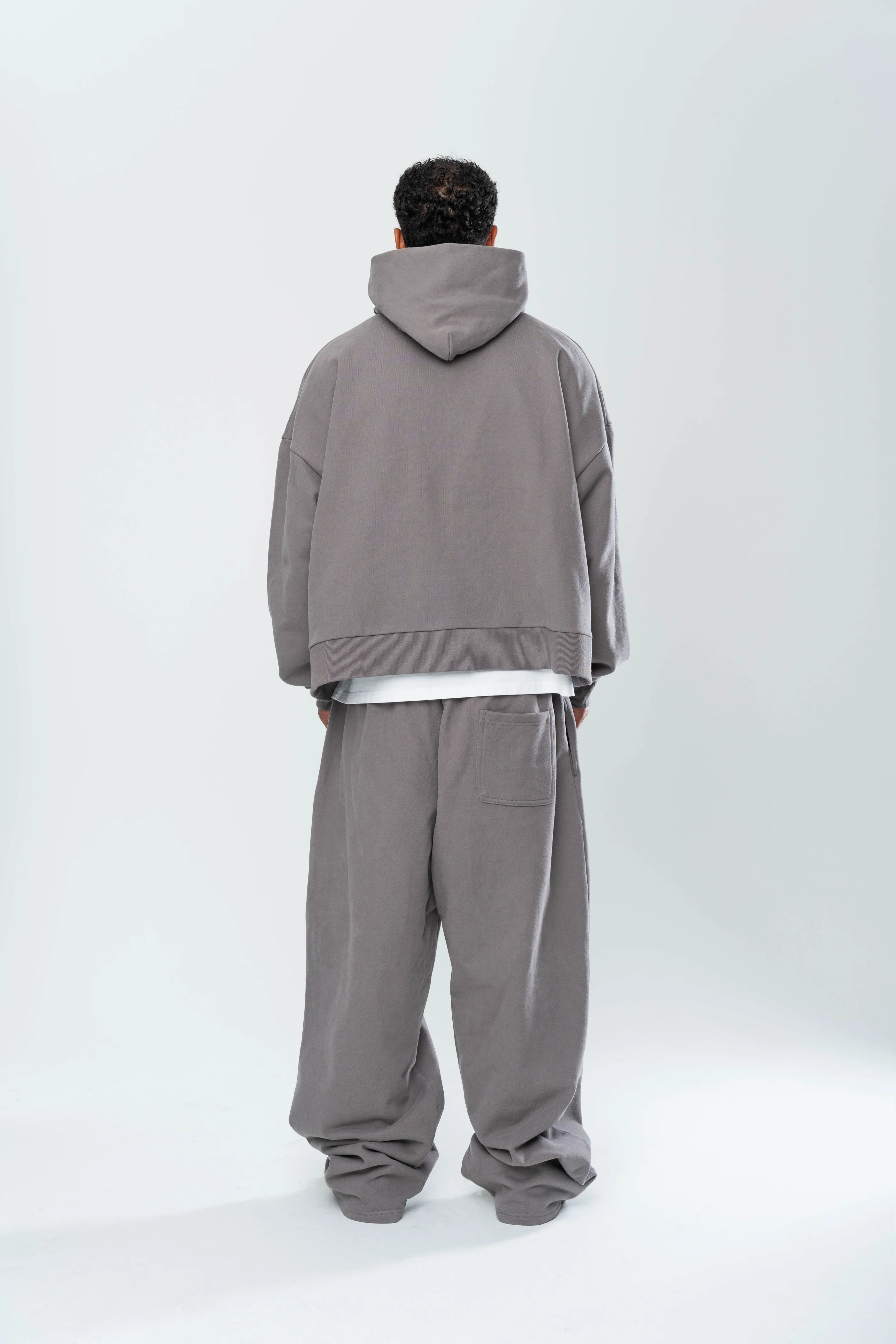 BASICS DOUBLE ZIP HOODIE - STONE - Image 6