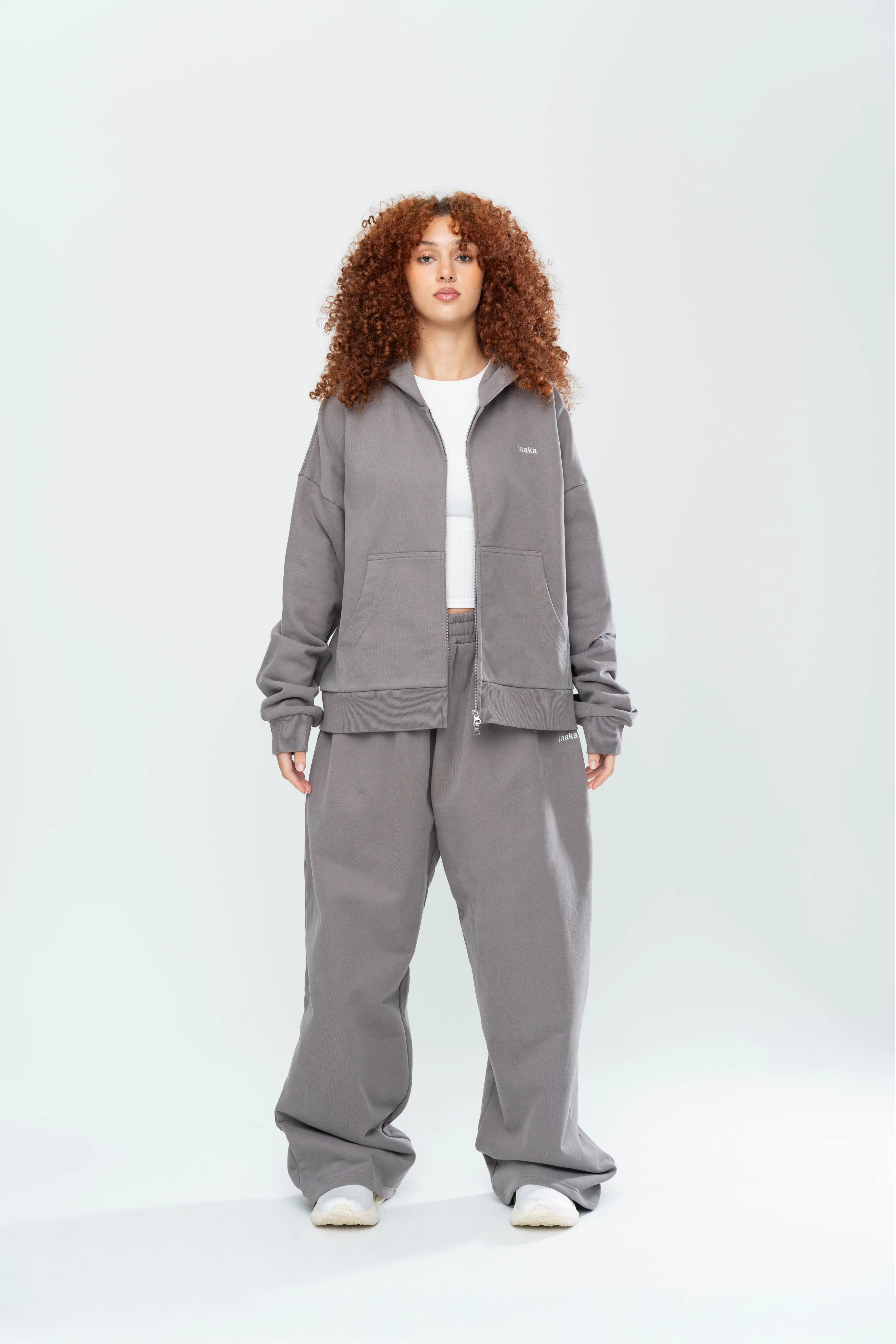 BASICS DOUBLE ZIP HOODIE - STONE - Image 7