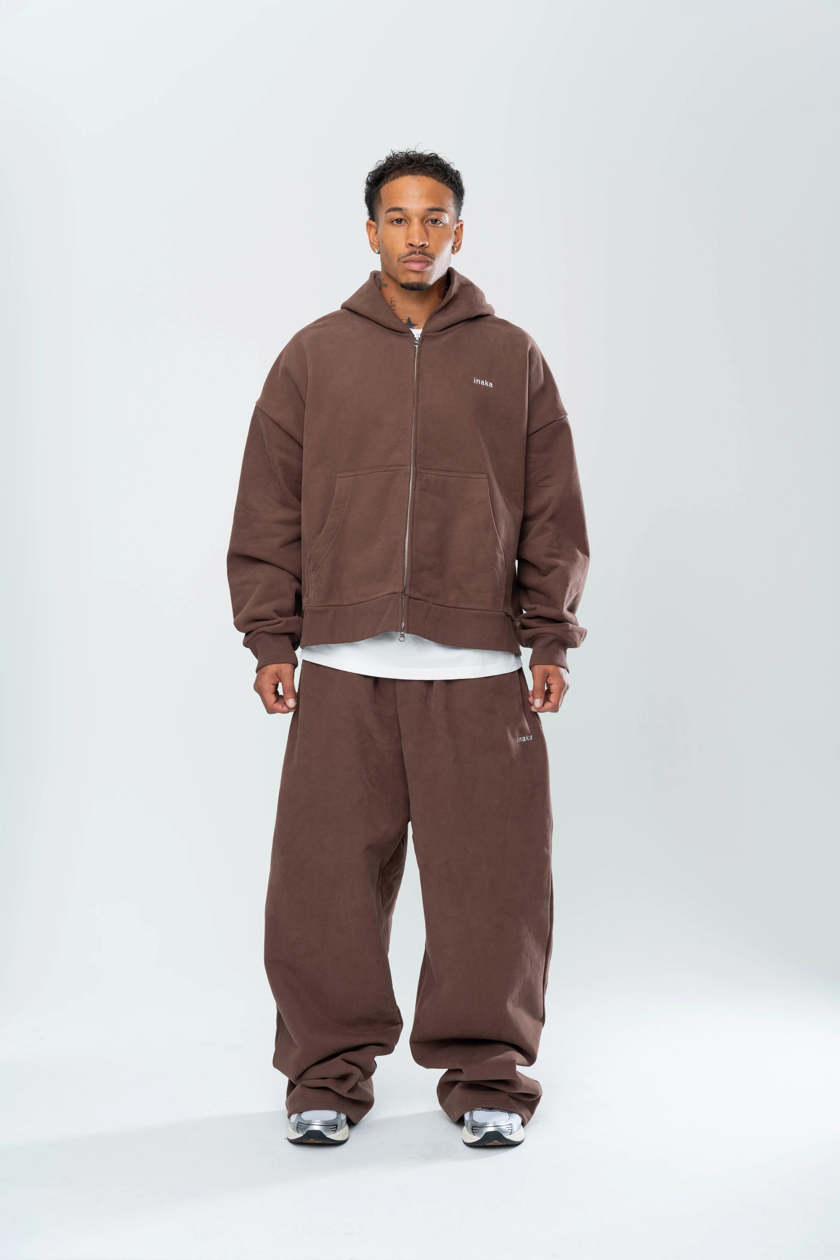 BASICS DOUBLE ZIP HOODIE - ESPRESSO - Image 2