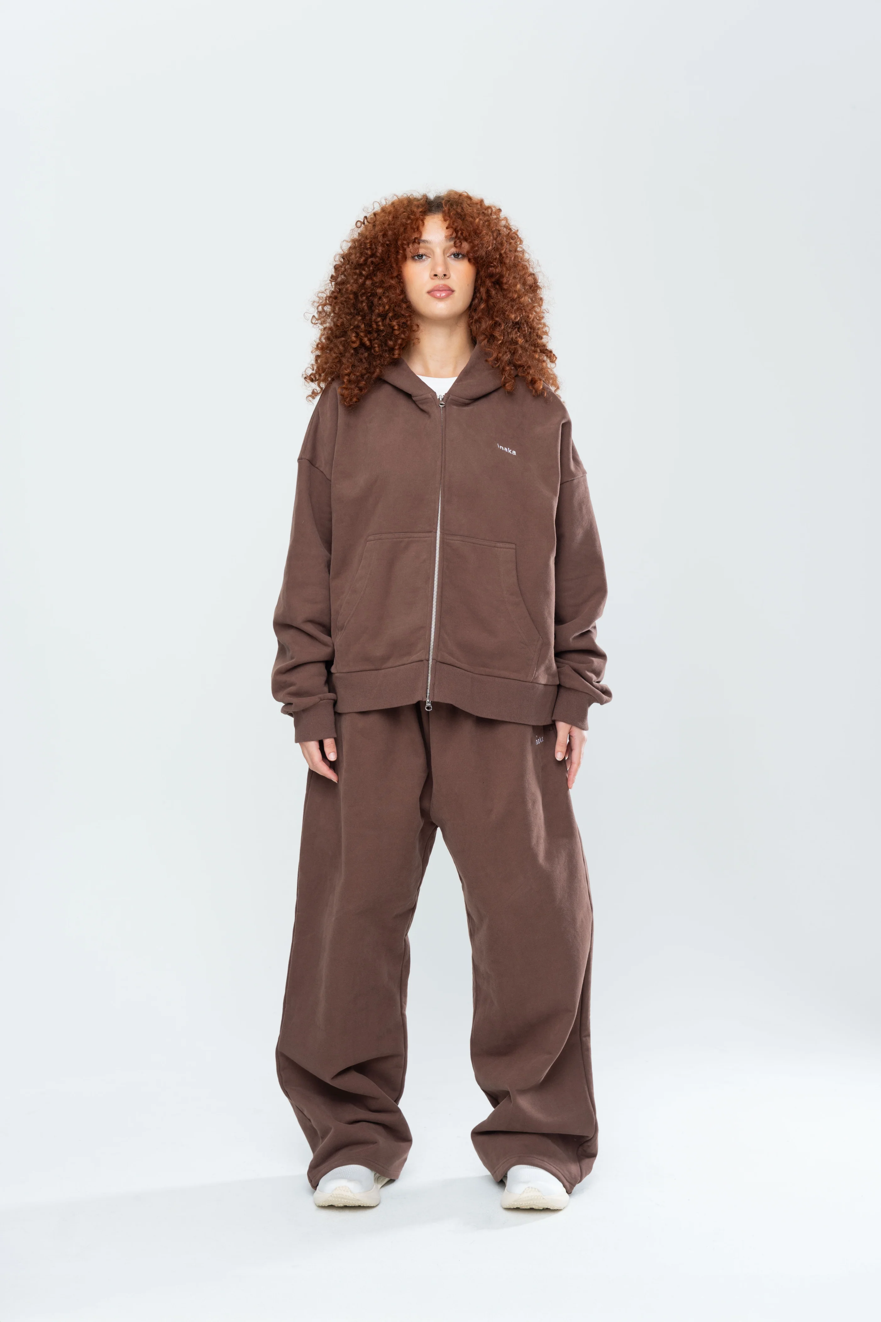 BASICS DOUBLE ZIP HOODIE - ESPRESSO - Image 9