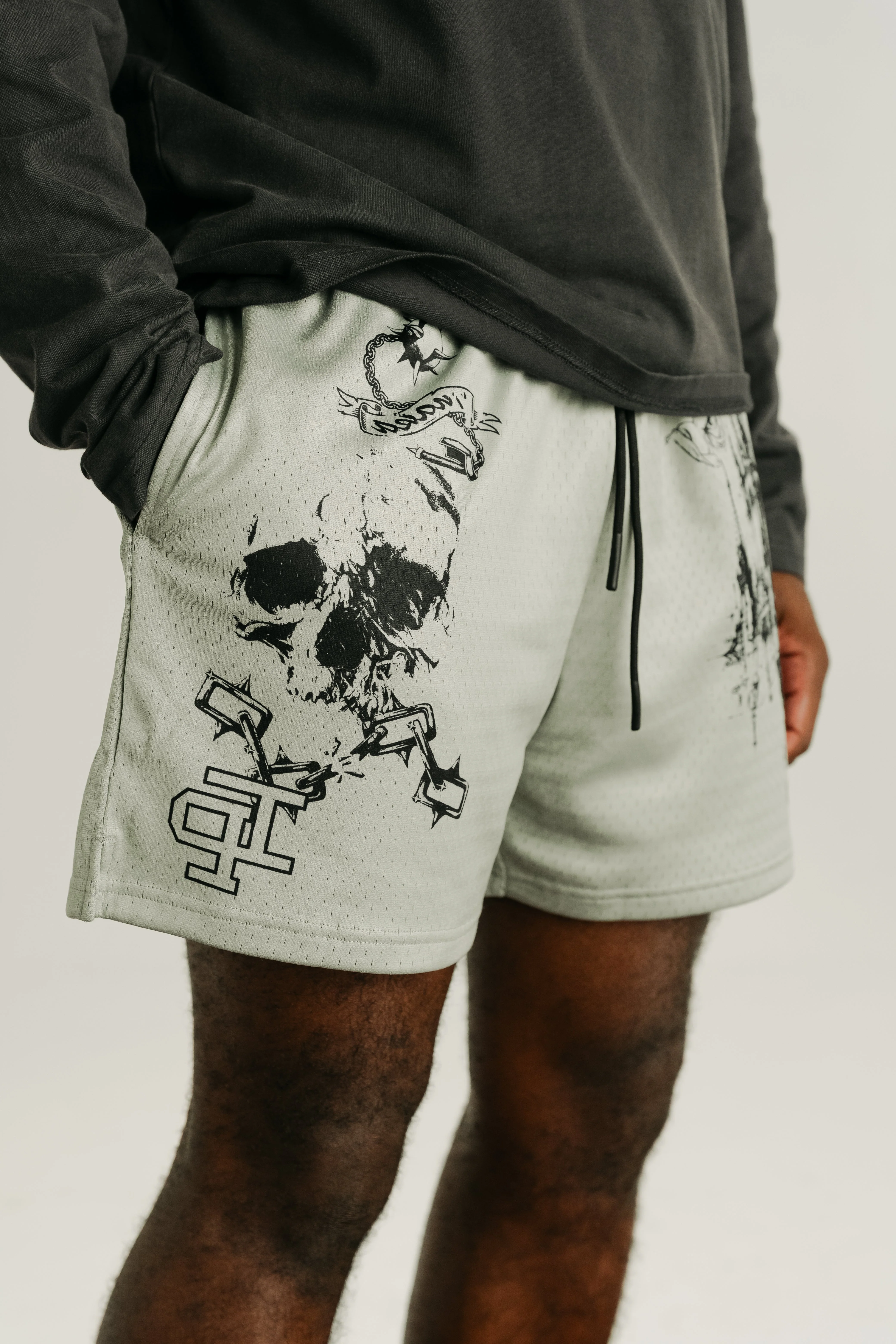 GHOST SKULL MESH SHORTS - Image 6