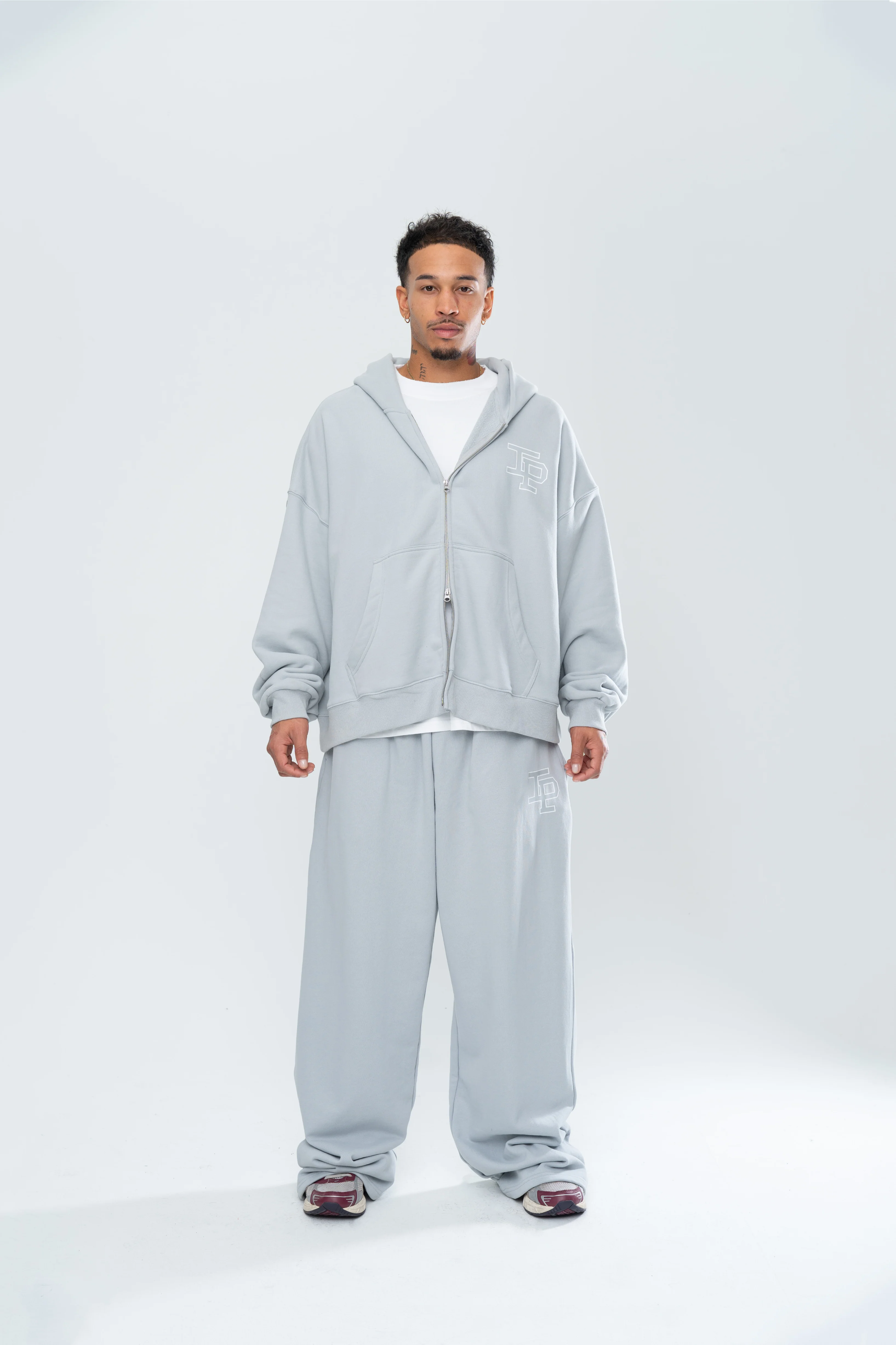 CLASSIC DOUBLE ZIP HOODIE - GREY - Image 2
