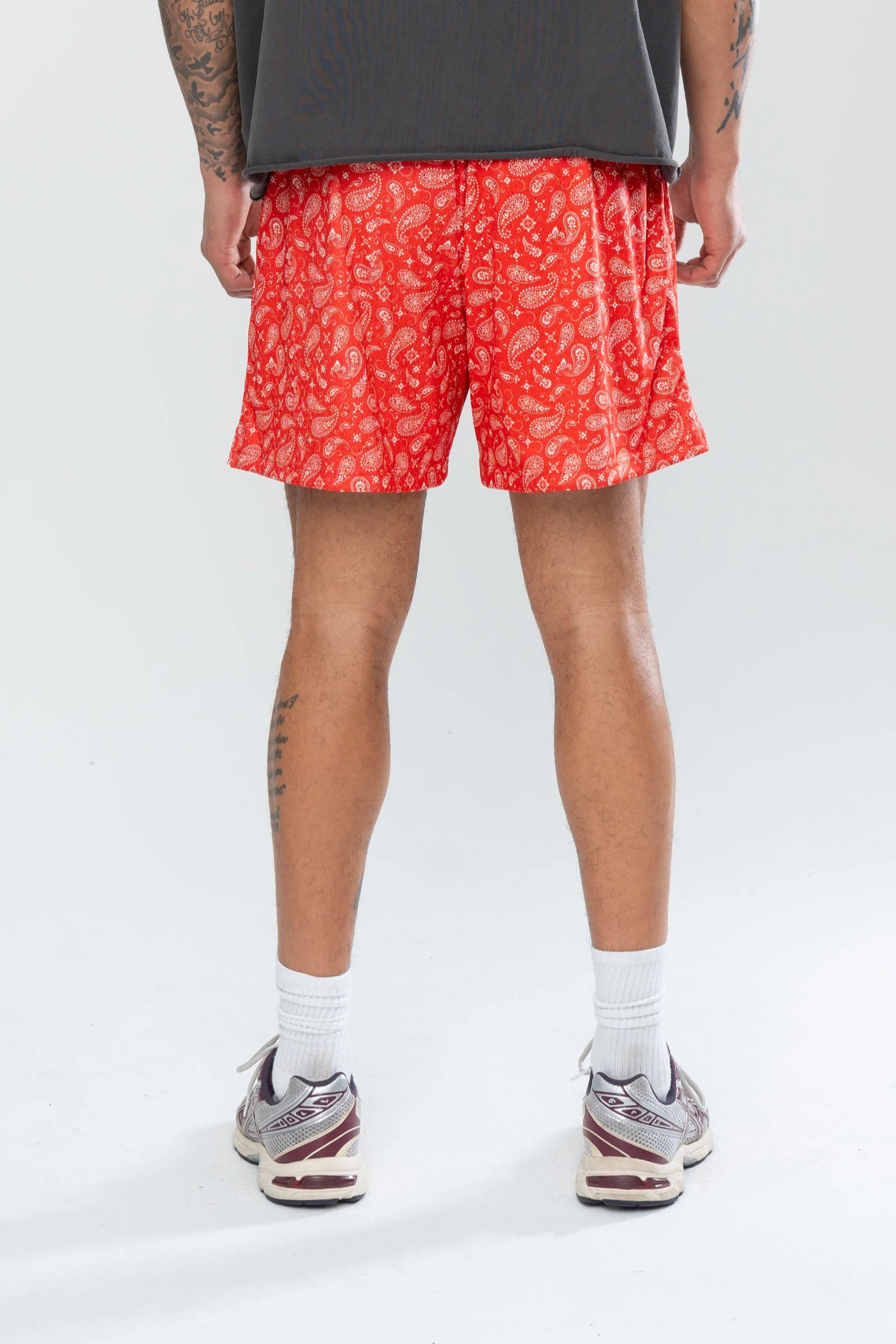 CLASSIC PAISLEY MESH SHORTS - RED - Image 11