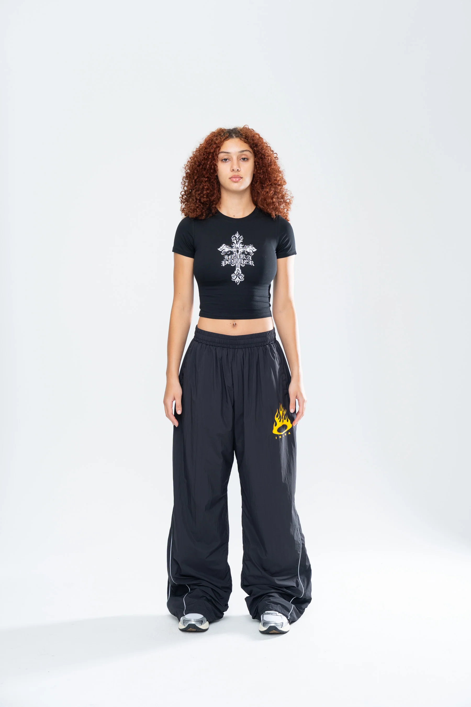 CRUCIFIX BABY TEE - BLACK - Image 2