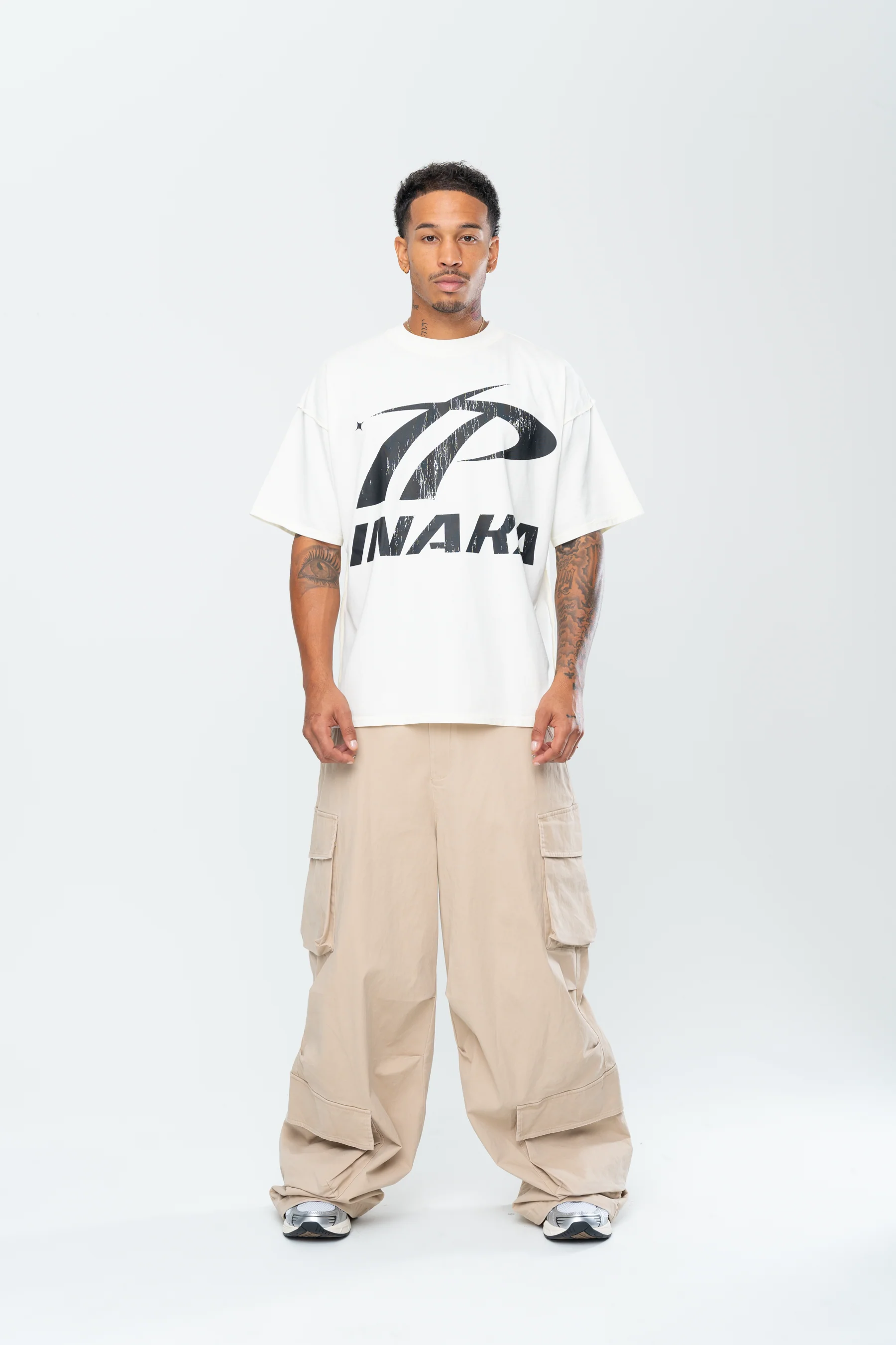 INAKA BAGGY CARGO PANTS - SAND - Image 4