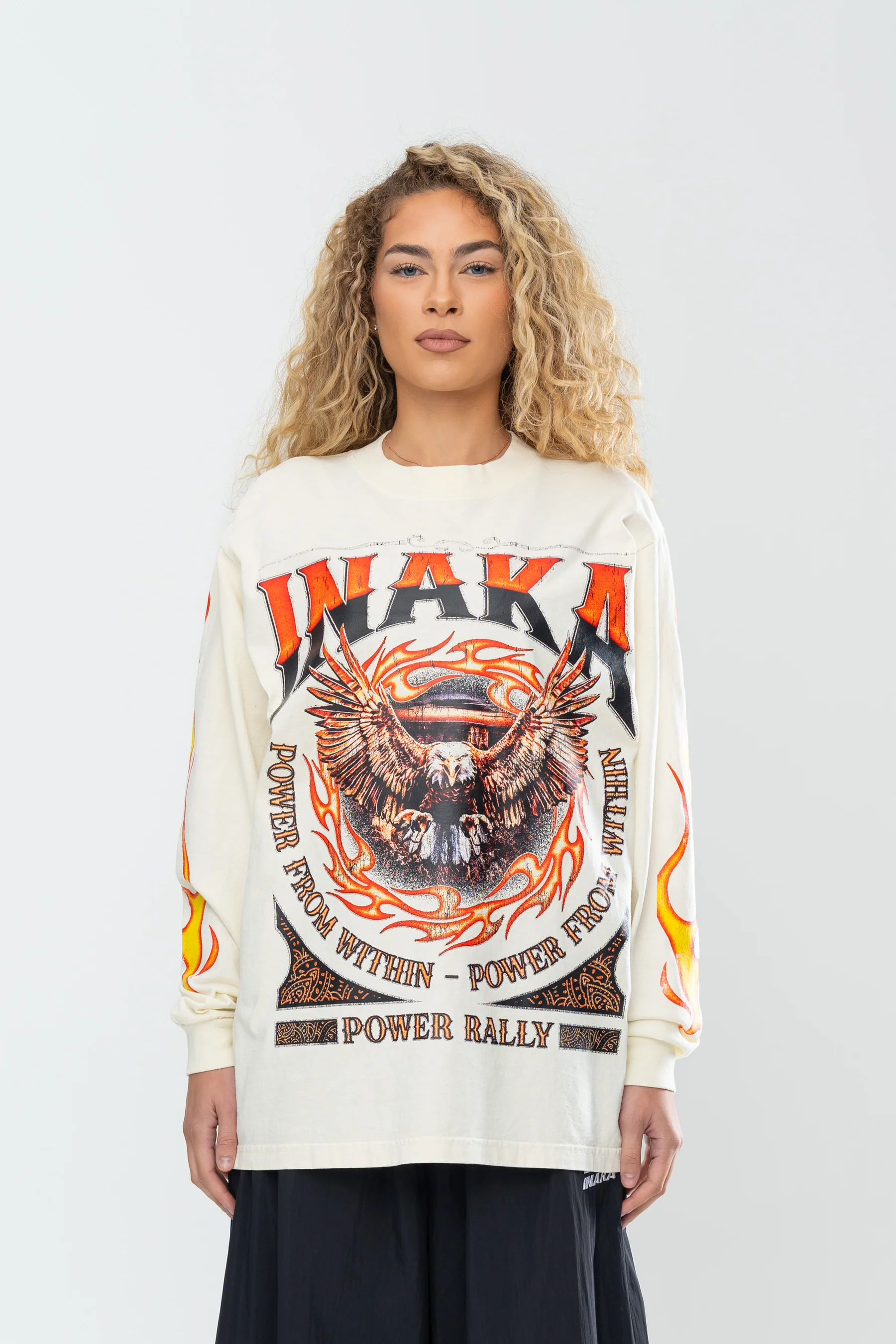 INAKA FLAME EAGLE LONG SLEEVE - CREAM - Image 4