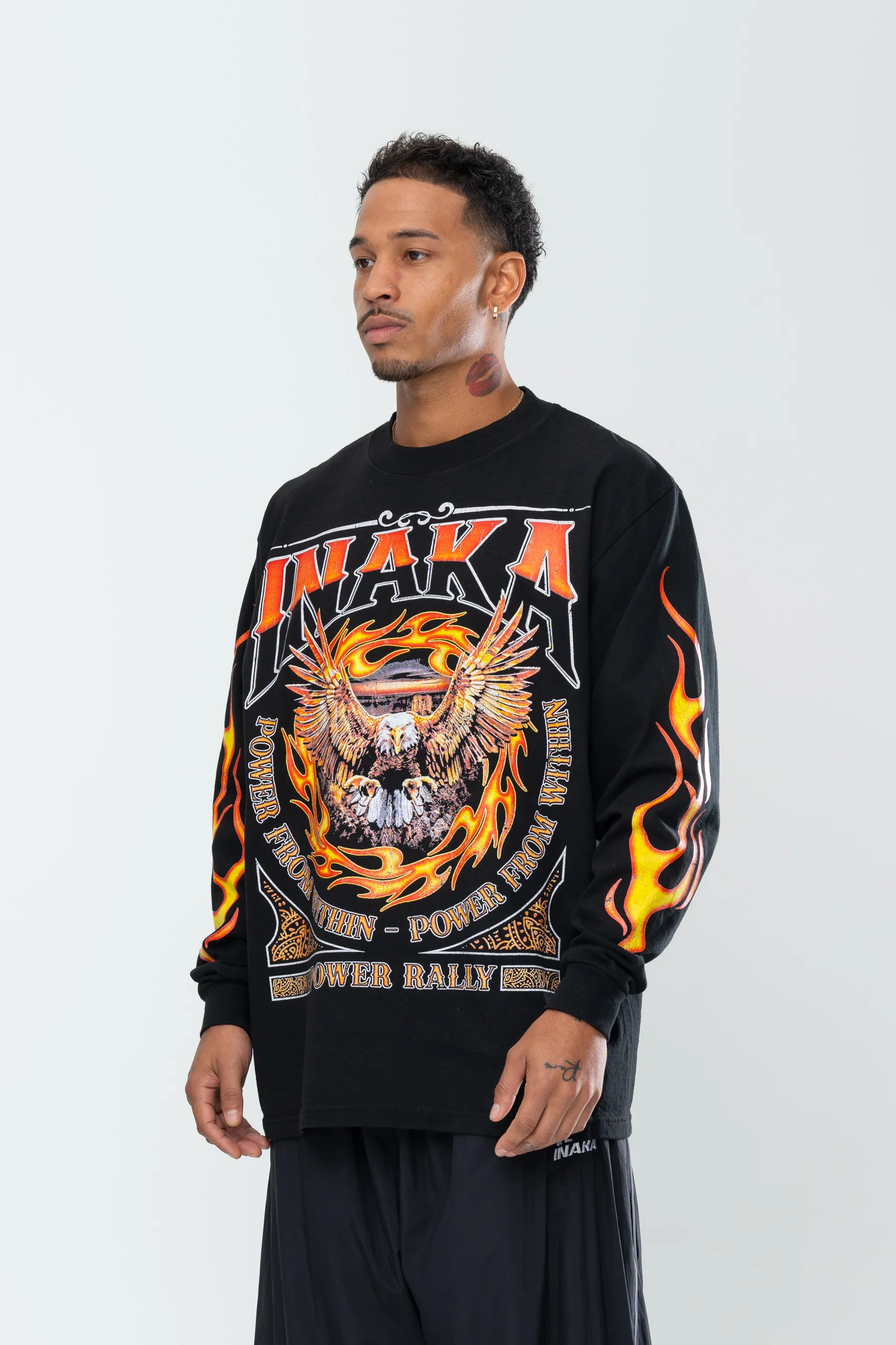 INAKA FLAME EAGLE LONG SLEEVE - BLACK - Image 10