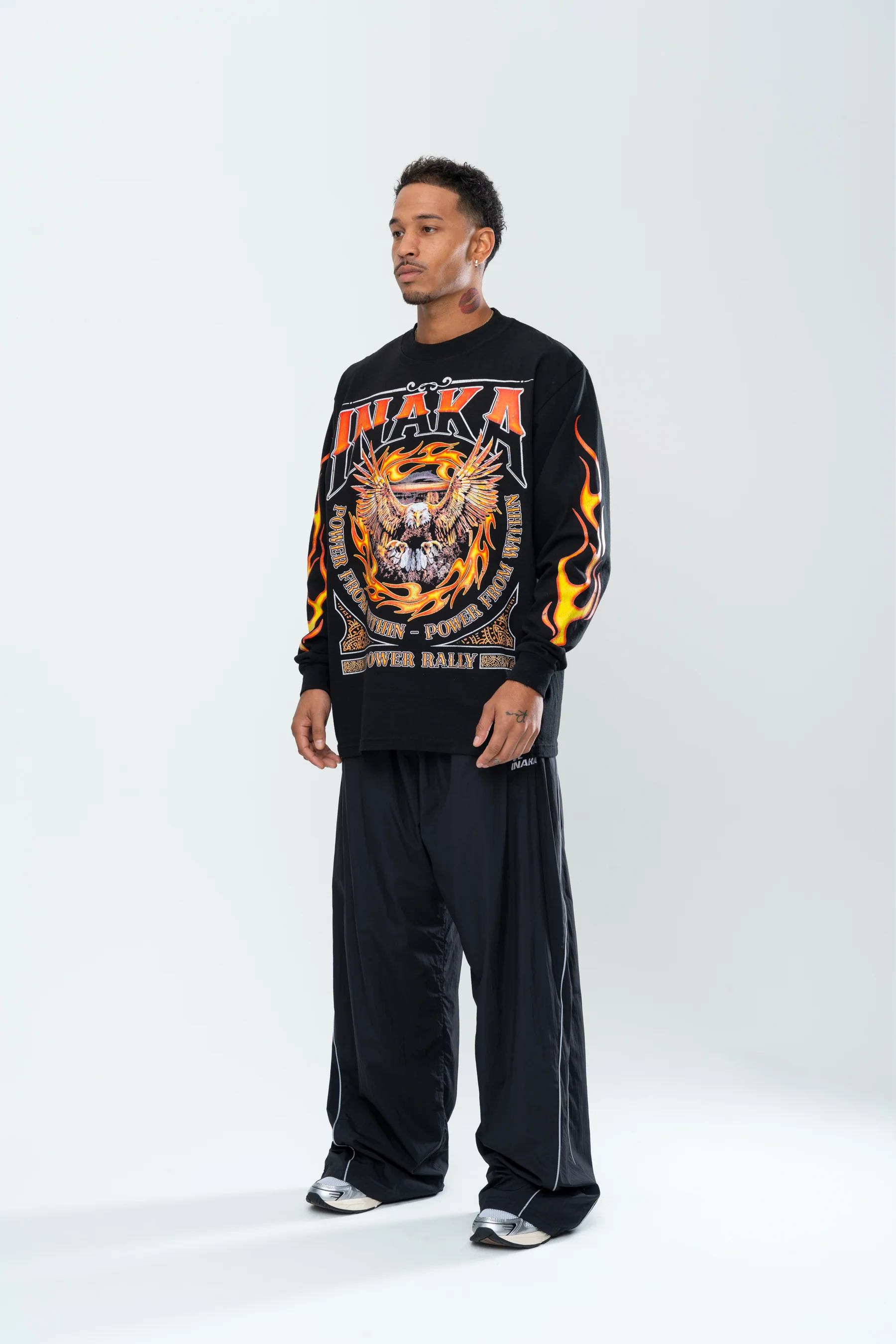 INAKA FLAME EAGLE LONG SLEEVE - BLACK - Image 9