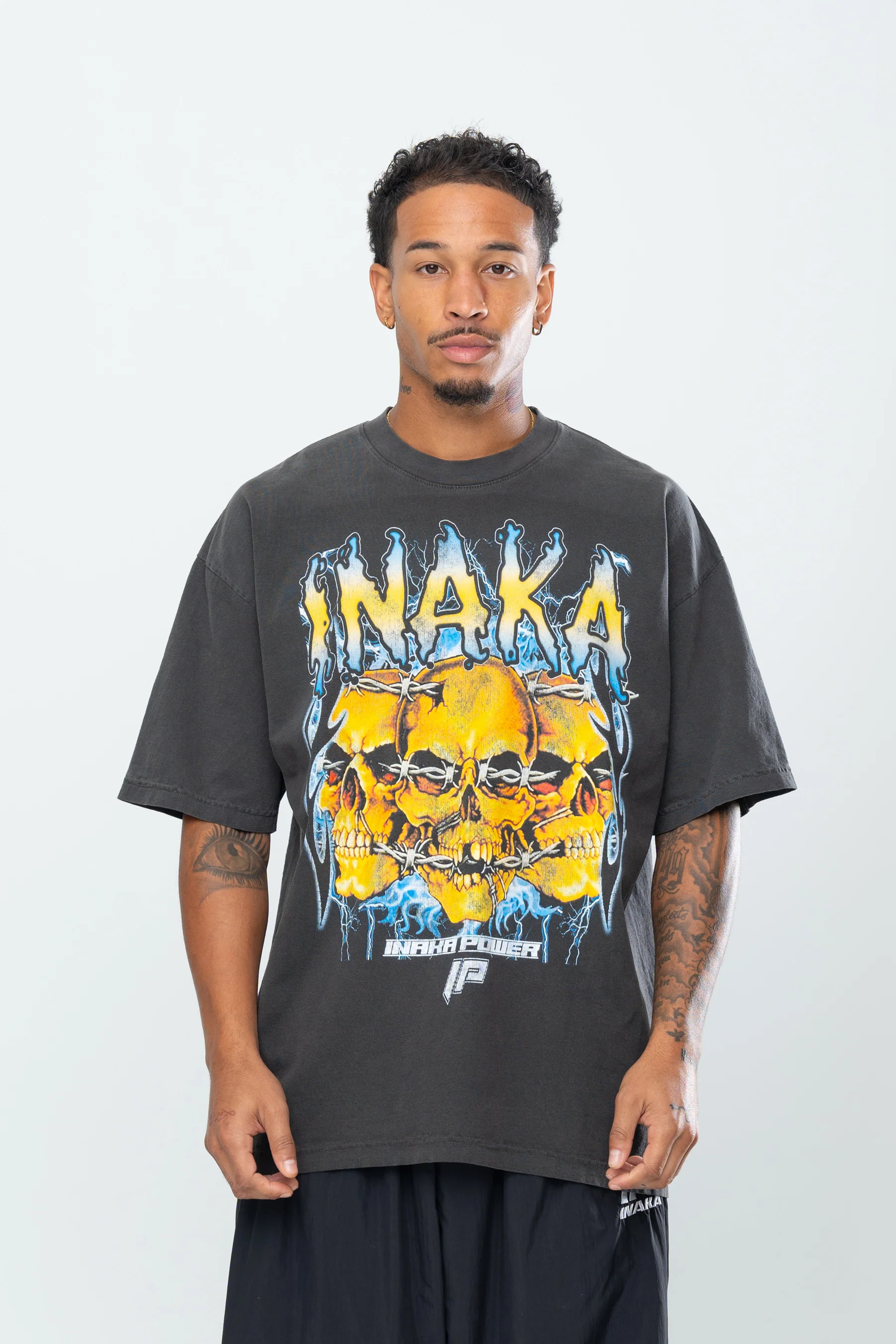 INAKA SKULL CRUSHER TEE - VINTAGE BLACK - Image 4